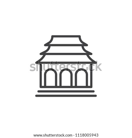 Asian Temple outline icon. linear style sign for mobile concept and web design. Religious Temple building simple line vector icon. Symbol, logo illustration. Pixel perfect vector graphics