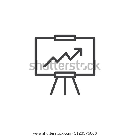 Analytics presentation board outline icon. linear style sign for mobile concept and web design. Whiteboard with growing chart simple line vector icon. Symbol, logo illustration. Pixel perfect vector