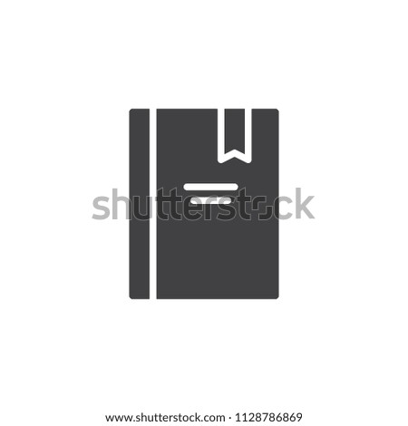 Book with bookmark vector icon. filled flat sign for mobile concept and web design. Notebook simple solid icon. Symbol, logo illustration. Pixel perfect vector graphics