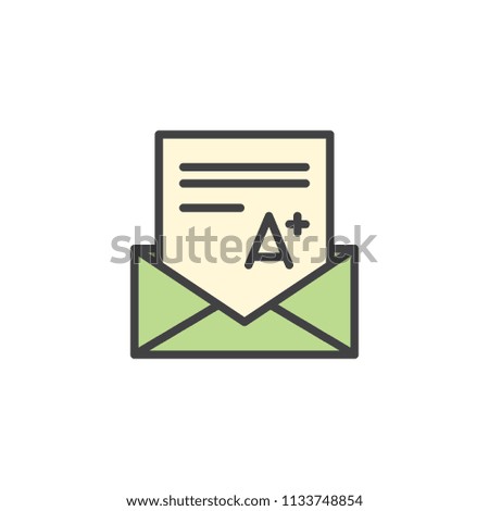Grades filled outline icon, line vector sign, linear colorful pictogram isolated on white. Grade result A plus symbol, logo illustration. Pixel perfect vector graphics
