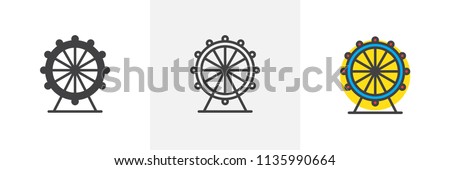 Ferris wheel icon. Line, solid and filled outline colorful version, outline and filled vector sign. Attraction symbol, logo illustration. Different style icons set. Pixel perfect vector graphics