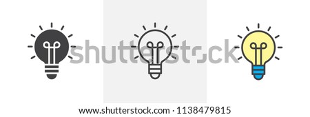 Light bulb icon. Line, solid and filled outline colorful version, outline and filled vector sign. Idea Symbol, logo illustration. Different style icons set. Vector graphics