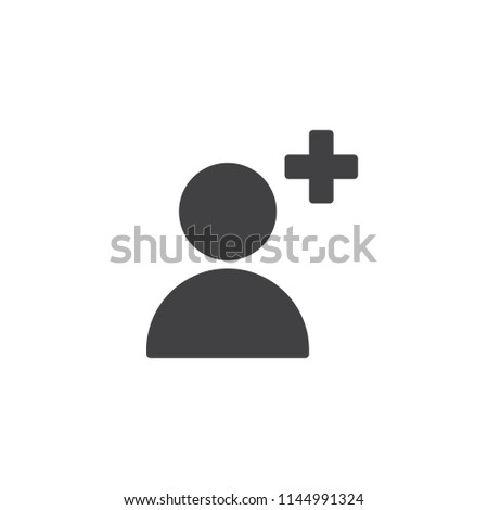 Add User vector icon. filled flat sign for mobile concept and web design. Follower user simple solid icon. Profile Avatar plus symbol, logo illustration. Pixel perfect vector graphics