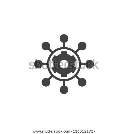 Project management vector icon. filled flat sign for mobile concept and web design. Hub and spokes and gear solid icon. Symbol, logo illustration. Pixel perfect vector graphics