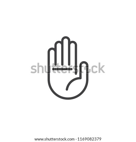 Hand stop sign outline icon. linear style sign for mobile concept and web design. Human hand simple line vector icon. Palm symbol, logo illustration. Pixel perfect vector graphics