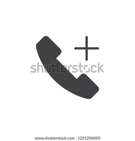 Phone add vector icon. filled flat sign for mobile concept and web design. Handset telephone plus simple solid icon. Symbol, logo illustration. Pixel perfect vector graphics