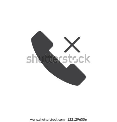 Missed phone call vector icon. filled flat sign for mobile concept and web design. Telephone handset and X sign simple solid icon. Symbol, logo illustration. Pixel perfect vector graphics