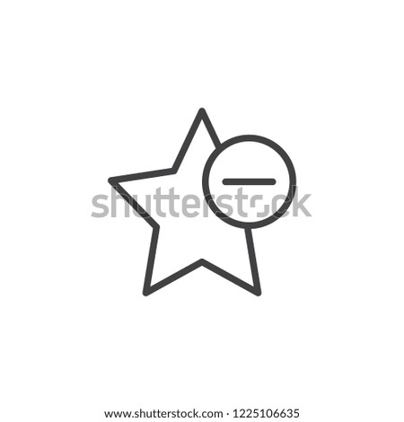 Delete star bookmark outline icon. linear style sign for mobile concept and web design. Favorite bookmark minus simple line vector icon. Symbol, logo illustration. Pixel perfect vector graphics