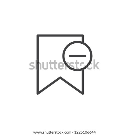 Delete bookmark outline icon. linear style sign for mobile concept and web design. Bookmark minus simple line vector icon. Symbol, logo illustration. Pixel perfect vector graphics