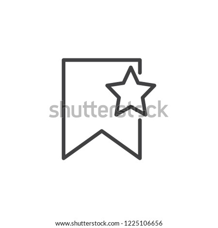 Bookmark with star outline icon. linear style sign for mobile concept and web design. Favorite bookmark simple line vector icon. Symbol, logo illustration. Pixel perfect vector graphics