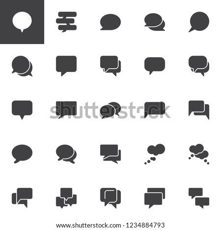 Speech bubbles vector icons set, modern solid symbol collection, filled style pictogram pack. Signs, logo illustration. Set includes icons as Conversation cloud, Chat message Dialogue, Communication