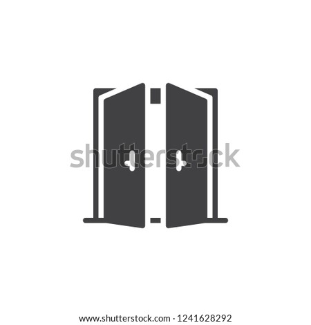 Open double door vector icon. filled flat sign for mobile concept and web design. Exit doorway simple solid icon. Pull door symbol, logo illustration. Pixel perfect vector graphics