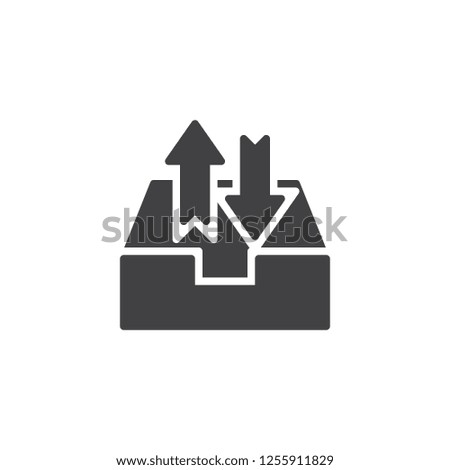 Inbox and outbox documents vector icon. filled flat sign for mobile concept and web design. Download and upload arrows simple solid icon. Symbol, logo illustration. Pixel perfect vector 