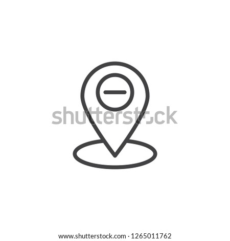 Remove Location pin outline icon. linear style sign for mobile concept and web design. Map marker minus simple line vector icon. Symbol, logo illustration. Pixel perfect vector graphics