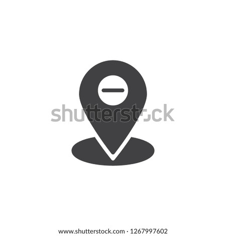 Remove Location pin vector icon. filled flat sign for mobile concept and web design. Map marker minus simple solid icon. Symbol, logo illustration. Pixel perfect vector graphics