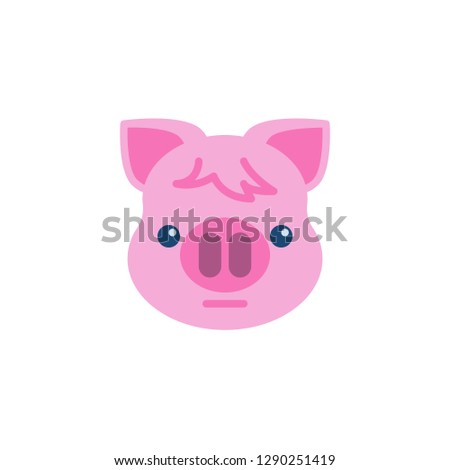 Piggy Neutral face emoji flat icon, vector sign, colorful pictogram isolated on white. Pink pig head emoticon, new year symbol, logo illustration. Flat style design