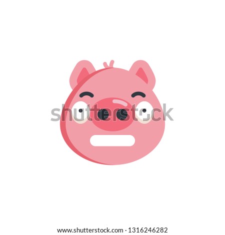 Open eyed emoji flat icon, vector sign, colorful pictogram isolated on white. Neutral piggy face emoticon symbol, logo illustration. Flat style design