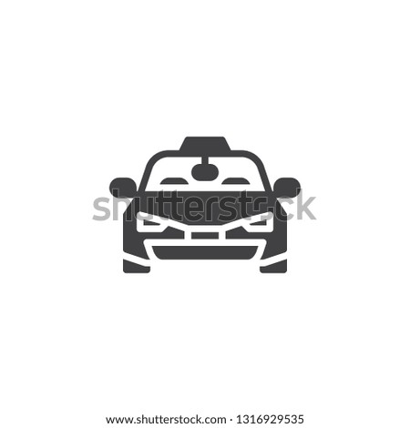 Taxi car vector icon. filled flat sign for mobile concept and web design. Taxi front view simple glyph icon. Symbol, logo illustration. Pixel perfect vector graphics