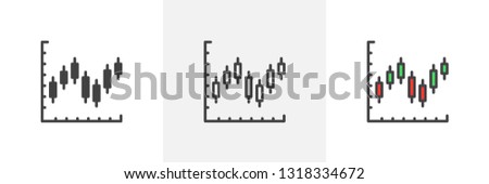 Candlestick chart icon. Line, glyph and filled outline colorful version, candle stick graph chart outline and filled vector sign. Symbol, logo illustration. Different style icons set. Pixel perfect 