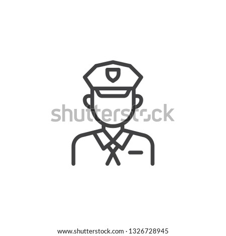 Policeman avatar line icon. linear style sign for mobile concept and web design. Police officer cop outline vector icon. Faceless people avatar symbol, logo illustration. Pixel perfect vector graphics