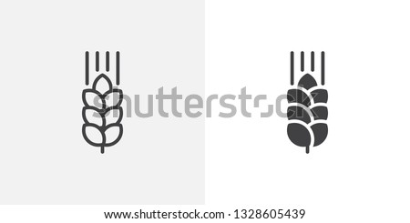 Wheat ear icon. line and glyph version, outline and filled vector sign. Cereals grain linear and full pictogram. Agriculture symbol, logo illustration. Different style icons set