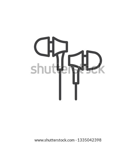 Earbud, Earphones line icon. linear style sign for mobile concept and web design. Portable earphone outline vector icon. Symbol, logo illustration. Pixel perfect vector graphics