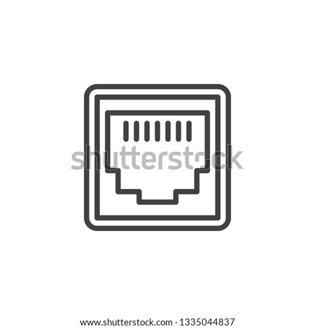 LAN network port line icon. linear style sign for mobile concept and web design. Ethernet port socket outline vector icon. Local area connector symbol, logo illustration. Pixel perfect vector graphics