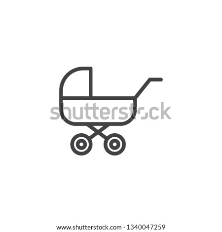 Baby carriage, pram line icon. linear style sign for mobile concept and web design. Stroller outline vector icon. Symbol, logo illustration. Pixel perfect vector graphics