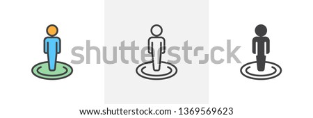 Person in circle, Street view icon. Line, glyph and filled outline colorful version, Human location outline and filled vector sign. Symbol logo illustration. Different style icons set. Vector graphics