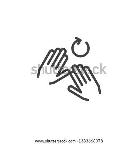 2 hand rotate alt line icon. Hands Click linear style sign for mobile concept and web design. Fingers touch gesture outline vector icon. Symbol, logo illustration. Pixel perfect vector graphics