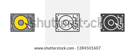 Hard disk drive icon. Line, glyph and filled outline colorful version, HDD disk outline and filled vector sign. Symbol, logo illustration. Different style icons set. Vector graphics