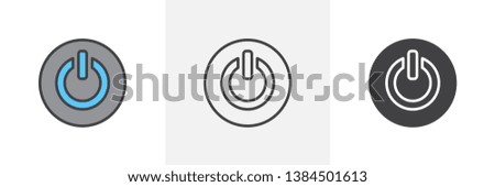Power button icon. Line, glyph and filled outline colorful version, Switch off key button outline and filled vector sign. Symbol, logo illustration. Different style icons set. Vector graphics