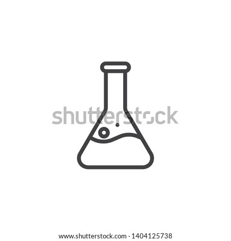 Test tube conical flask line icon. linear style sign for mobile concept and web design. Laboratory glassware outline vector icon. Symbol, logo illustration. Vector graphics