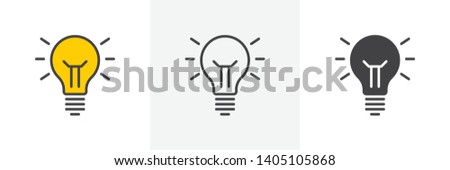 Idea lamp icon. Line, glyph and filled outline colorful version, abstract light bulb outline and filled vector sign. Symbol, logo illustration. Different style icons set. Vector graphics