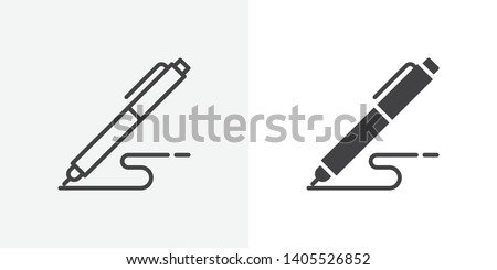 Pen, write icon. line and glyph version, Signature pen outline and filled vector sign. linear and full pictogram. Symbol, logo illustration. Different style icons set
