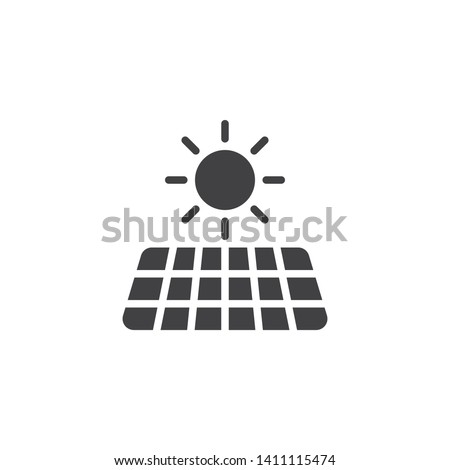 Solar energy panel vector icon. filled flat sign for mobile concept and web design. Sun and solar panel glyph icon. Symbol, logo illustration. Vector graphics