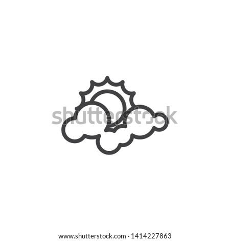 Cloud and sun line icon. linear style sign for mobile concept and web design. Weather forecast partly sunny outline vector icon. Symbol, logo illustration. Vector graphics