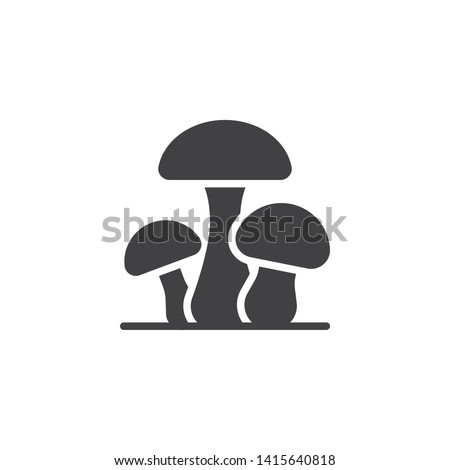 Three mushrooms vector icon. filled flat sign for mobile concept and web design. Mushroom plant glyph icon. Symbol, logo illustration. Vector graphics
