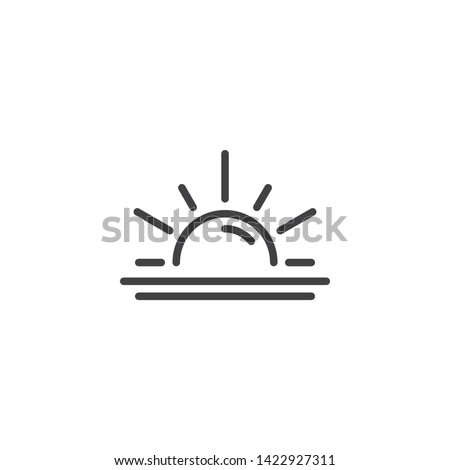 Sun and sea water line icon. linear style sign for mobile concept and web design. Sunrise, horizon outline vector icon. Summer weather symbol, logo illustration. Vector graphics