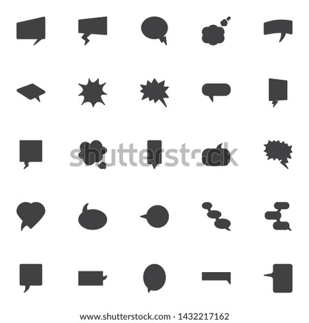Speech bubbles vector icons set, modern solid symbol collection, filled style pictogram pack. Signs, logo illustration. Set includes icons as Comment dialog, Chat message, Shouting Comic bubble cloud
