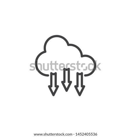Download from cloud line icon. linear style sign for mobile concept and web design. Cloud computing and arrows down outline vector icon. Symbol, logo illustration. Vector graphics