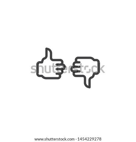 Like and dislike line icon. Thumb up and thumb down linear style sign for mobile concept and web design. Feedback outline vector icon. Symbol, logo illustration. Vector graphics