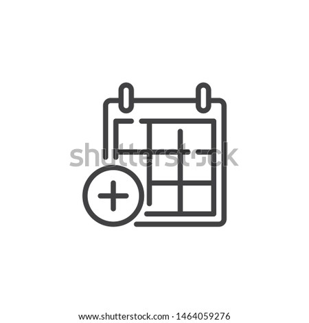 Add calendar page line icon. linear style sign for mobile concept and web design. Calendar plus outline vector icon. Symbol, logo illustration. Vector graphics