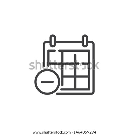 Remove calendar page line icon. linear style sign for mobile concept and web design. Calendar minus outline vector icon. Symbol, logo illustration. Vector graphics