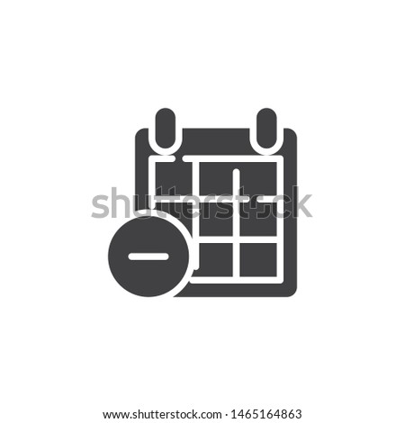 Remove calendar page vector icon. filled flat sign for mobile concept and web design. Calendar minus glyph icon. Symbol, logo illustration. Vector graphics
