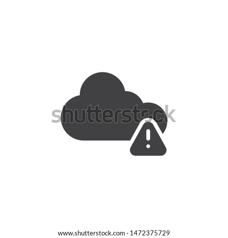 Cloud Alert notification vector icon. filled flat sign for mobile concept and web design. Cloud storage warning notice glyph icon. Symbol, logo illustration. Vector graphics
