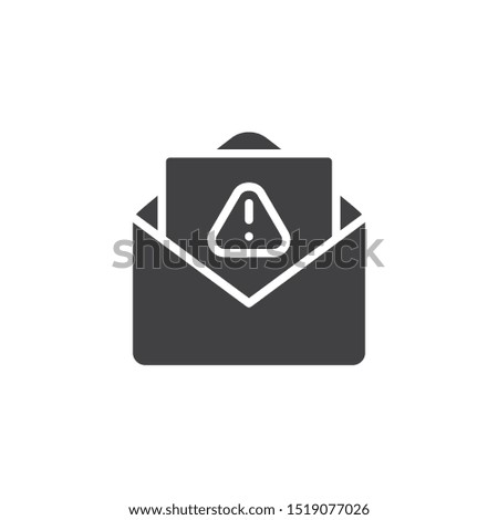 Spam mail message vector icon. filled flat sign for mobile concept and web design. Warning e-mail notification glyph icon. Symbol, logo illustration. Vector graphics