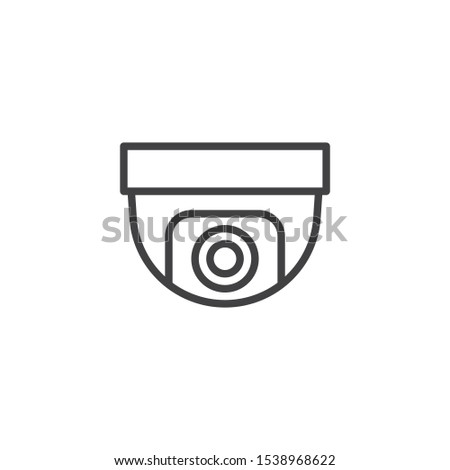 Security camera line icon. Dome CCTV linear style sign for mobile concept and web design. Surveillance dome camera outline vector icon. Symbol, logo illustration. Vector graphics