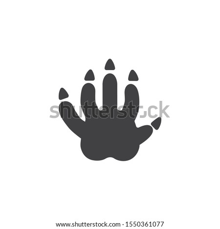Opossum paw print vector icon. filled flat sign for mobile concept and web design. Possum animal footprint glyph icon. Symbol, logo illustration. Vector graphics