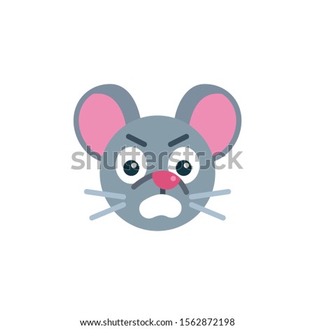 Angry mouse face emoji flat icon, vector sign, Annoyed rat emoticon colorful pictogram isolated on white. Symbol, logo illustration. Flat style design